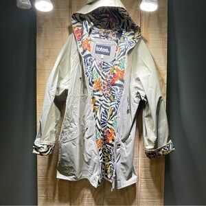 totes Beige Rain Jacket with Vibrant Floral & Animal Print Lining